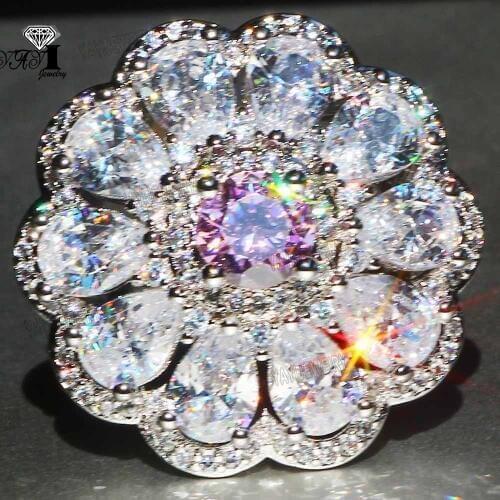 YaYI Jewelry Princess Cut 7.3 CT White Zircon Silver Color Engagement Rings wedding Heart Rings Girls Party Rings Gifts 824