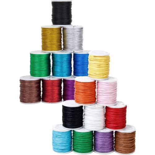 10 Metallic Macrame Beading Jewelry String Thread 0.5mm+10 Waxed Cotton Cord 1mm