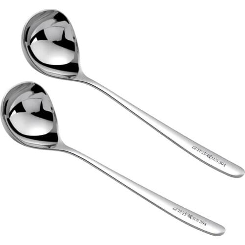2 PCS 304 Stainless Steel Soup Spoon Deepen Thickened Large Capacity Spoon Creative Dinnerware Tableware Restaurant Supplies