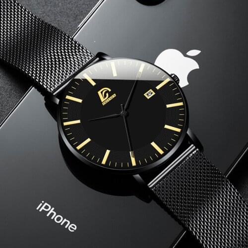 2021 mode Herren Minimalistischen Uhren fur Manner Business Casual Ultra Dunne Edelstahl Mesh Gurtel Quarzuhr relogio masculino