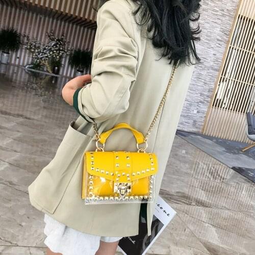 Women 2021 New Pvc Shoulder Bag Fashion Trend Rivet Zipper Chain Crossbody Bag Classic Designers Purses and Handbag Leather Tote