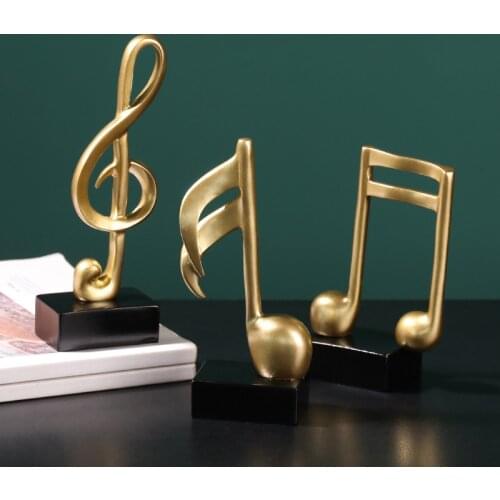 3pcs Modern Creativity Resin Crafts Notation Music Note Craft Luxury Souvenir Gift Home Office Bedroom Book Room Decoratives