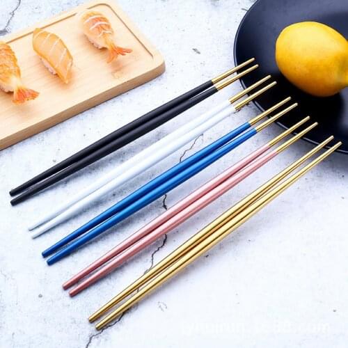 8 Pairs of Chopsticks Reusable Metal Chopsticks Flatware Set Chinese Japanese Korean Noodle Hanamaki Tableware Wedding Supplies