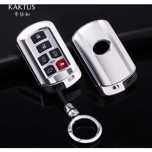 Car Aluminium Alloy Key Holder Cover Case Shell For Toyota Sienna 2018 2019 2020 Key Bag Protector Accessories