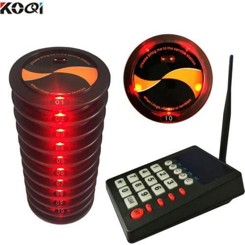 Wireless Queue Number Call System Wireless Paging System Coaster Pager System with keypad and waterproof pager