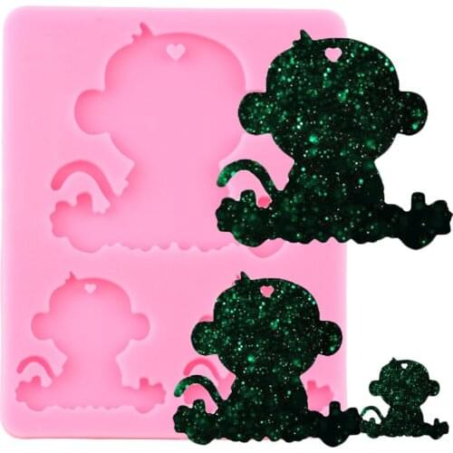 Shiny Glossy Monkey Shape Silicone Mold Craft Custom Keychain Molds DIY Handmade Charms Mould Jewelry Making Necklace Moulds