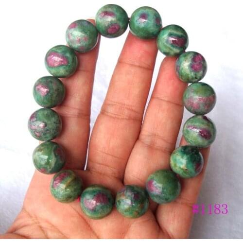Free Shipping Natural Ruby in Zoisite 14mm Round Beads Bracelet Women Jewelry Accessories Weddings Parties Birthday Gift