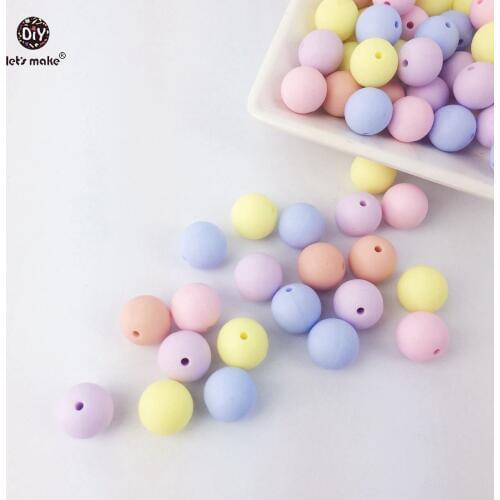 Lets make silicone teething beads round candy color 200PC 12-20mm Food Grade DIY Crafts Chewable rattle beads baby teether