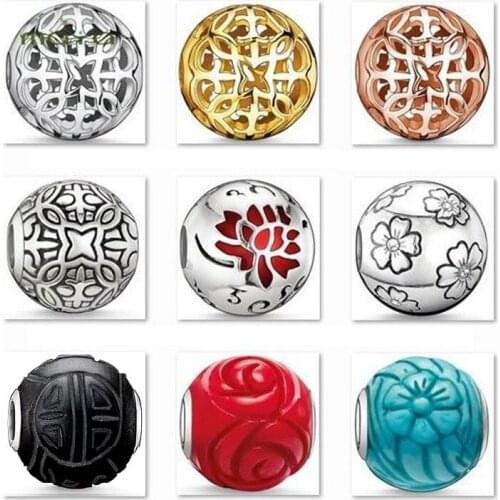 Arabesque Ornament Flower Sakura Floral Karma Beads Fit Bracelet Necklace, Thomas Style DIY Bead Ts Jewelry Gift for Women