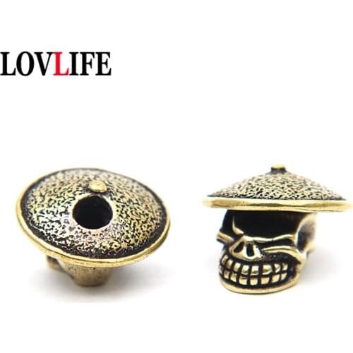 1pc Paracord Beads Metal Charms For Paracord Bracelet Accessories DIY Brass Big Hat Skull Pendants Buckle for Keychains Jewelry