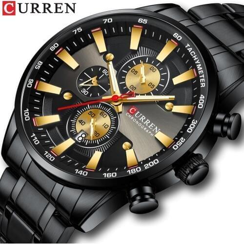 CURREN Luxury Brand Mens Watch Chronograph Men Sport Quartz Clock Stainless Steel Mens Watches Waterproof Relogio Masculino