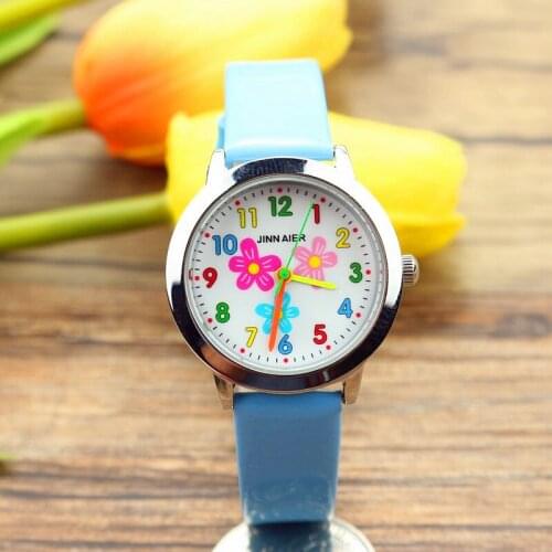 New little girls beauty Flowers dial quartz watch high quality kids casual leather dress watch child dress gift El reloj clock