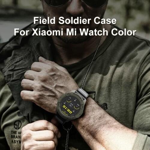 Field soldier Case for Xiaomi Mi Watch Color Global Version Smart watch TPU Shell Protector Cover Army Band Strap Bracelet