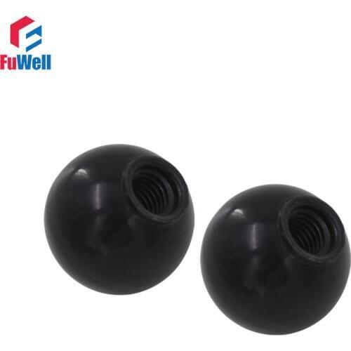 2pcs M12 x 40mm Reasonable Price Black Round Plastic M12 Thread 40mm Dia Ball Lever Knobs for Machine Tools