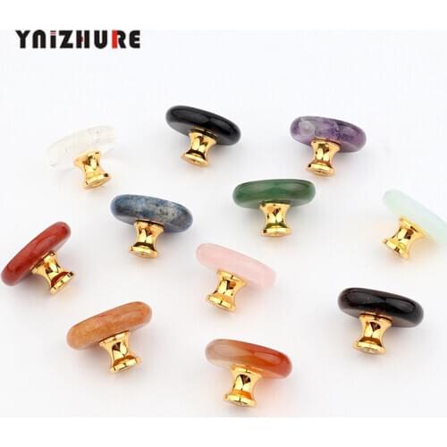 Pure Nature stone Crystal Reiki Drawer Handles Small Gift Box Decorative Handle Kitchen Cabinet Knob Quartz Black obsidian