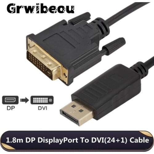 DP Display-port To DVI Cable 1.8M DP To DVI Adapter Cable Converter Displayport In To DVI Out for For HDTV PC Projector