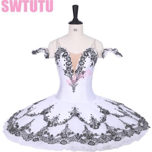 Classical Performance Tutus Pancake Tutu Adult Professional Ballet Tutu White Black Competition Ballet Stage Costume BT9226