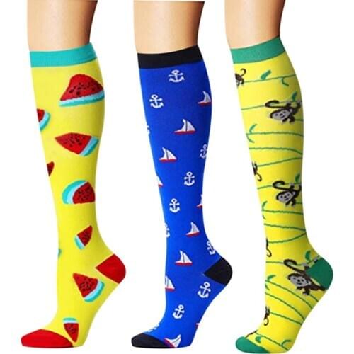 Compression Stocks Animal Unisex Happy Fox Penguin Cat Rabbit Funny Stocking Varicose Veins Blood Circulation Pressure Outdoor