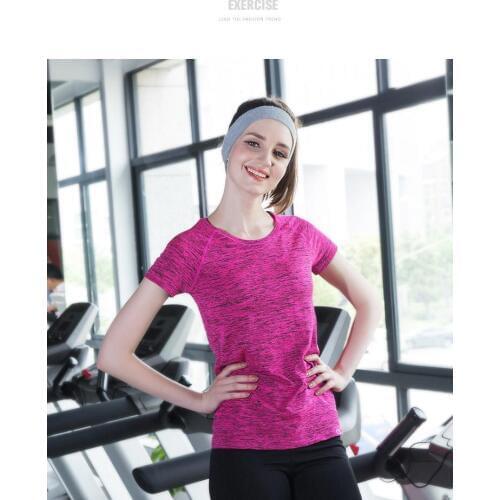 Crew Neck Short Gym T Shirt Compression Tights Outdoor Elastic Sports Quick Dry Tee Fitness Women Clothes