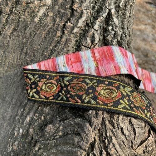 5yard/lot 1.5 inch 34mm Woven Jacquard Ribbon Flowers Ribbon Lace For Clothing Straps Accessory MZZD19120903