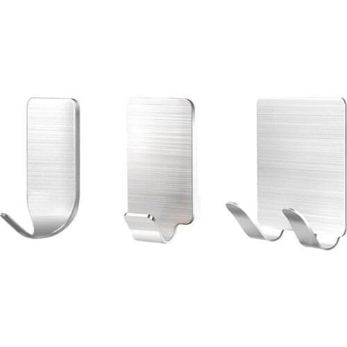 Hooks Stainless Steel Door Wall Clothes Towel Hook Pasted Metal Bathroom Bracket Kitchen Bathroom Accessories