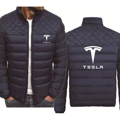 Spring Autumn Mens Zip Jacket Tesla car Logo Printing Casual Cotton High Quality Thicken Warm Wool Fleece Mens Jacket