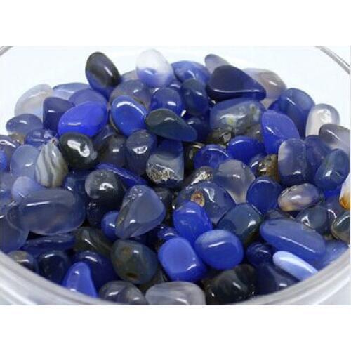 Natural blue agate gravel aquarium decoration fish tank pillow stone flower crystal pot magnet tumbled stone