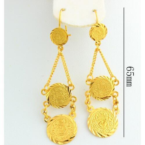 The New Womens Fashion Earrings Gold color Double Coin Gold Earrings Fashion Jewelry