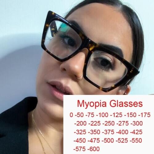 Finished Myopia Prescription Glasses Anti Blue Light Transparent Glasses Computer Filter Retro Square Optical Spectacles Frame