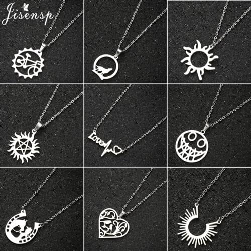 Jisensp Jewish Magen Star of David Pendants Necklace Pentagram Stainless Steel Necklace Israel Mens Punk Jewelry Christmas Gift