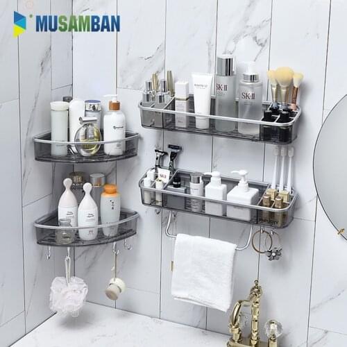Bathroom Shelves Nail-Free Storage Organizer Rack Shelf In The Bathroom Accessories Set Kitchen Accessory Wall Mount Shampoo
