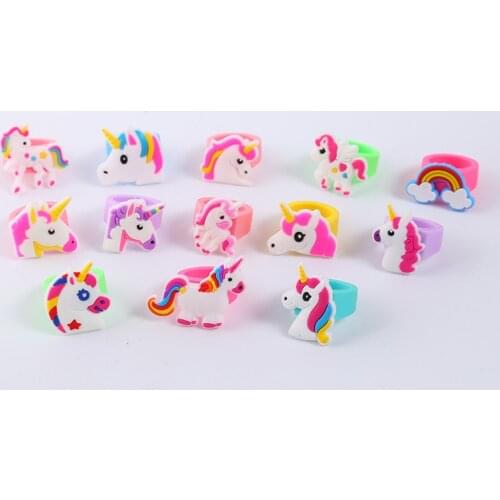 10pcs Rainbow Unicorn Party Unicornio Rubber Ring Birthday Party Decorations Kids Baby Shower Decorations Wedding Decorations