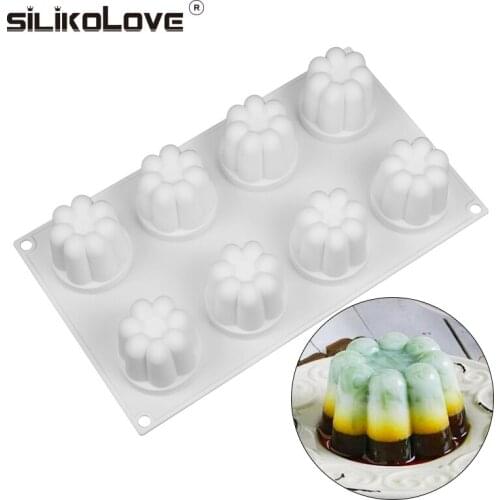 8 Cavity Flower Brownie Dessert Silicone Cake Mold DIY Nonstick Mousse Moulds Cake Decorating Supplies