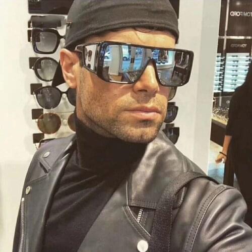 Male Classic Retro Square Sunglasses Black Luxury Designer Summer Travel Oversized Sun Glasses Mirror UV400 Womens Eyewear