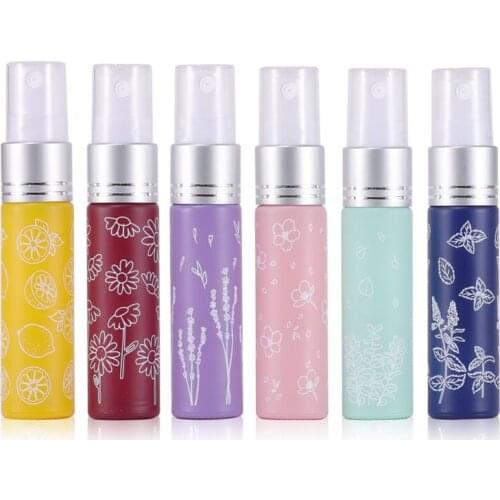 300 x 10ml Flower Printed Macaron Series Glass Fine Mist Sprayer Bottle Lemon Lavender Perfume Jar Wholesale