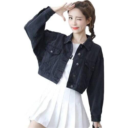 2021 New Spring Autumn Womens Jackets Denim Coats Female Loose Casual Outerwear Long Sleeve Lady Jeans Short Coats Trendy Mujer