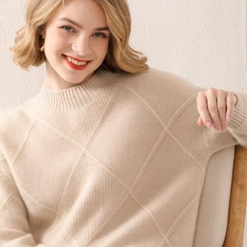 Womens pullover 2021 fall/winter 100% wool sweater casual solid color turtleneck cashmere sweater oversized ladies top hot