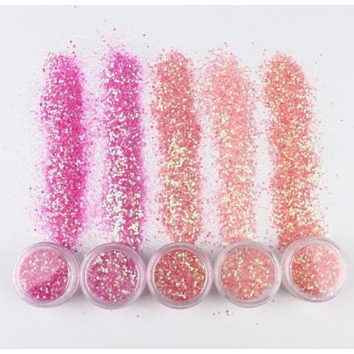 1Jar/box Nail Powder Pink Series Fine Glitter Nails Sequins Shinny Pink Hexagon Mix Sparkles Flake for Nail Art Decoration 10ml