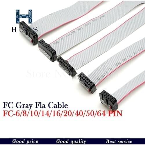 1PCS 1.27MM pitch FC-6/8/10/14/16/20/40/50 PIN 30CM JTAG ISP DOWNLOAD CABLE Gray Flat Ribbon Data Cable FOR DC3 IDC BOX HEADER
