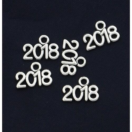 100pcs/Lot Numeric 2018&2019&2020 Charm Vintage Bronze Silver Color Pendant Bracelet Accessories For Handmade Jewellery Making