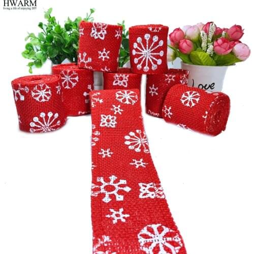 12pcs 6cm White Snow Red Linen Lace Fabric Ribbon DIY Handmade Wedding Christmas Decoration For Home Party Favors Accessories