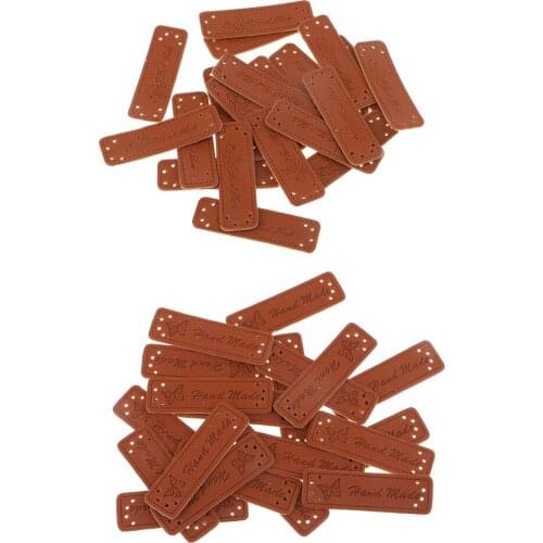 40 Pieces Vintage PU Leather Retro Brown Synthetic Handmade Label Tags DIY Sew Craft Patch