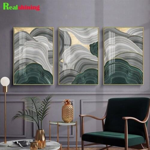 DIY 5D Diamond Painting Abstract Grey Green Gold Lines Diamond Embroidery Cross Stitch Full Round Square Drill Mosaic N1729