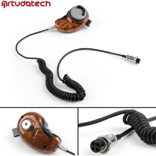 Artudatech 1Pcs Wood Grain HG-M84W 4 Pin Noise Cancelling CB Microphone For Cobra Uniden