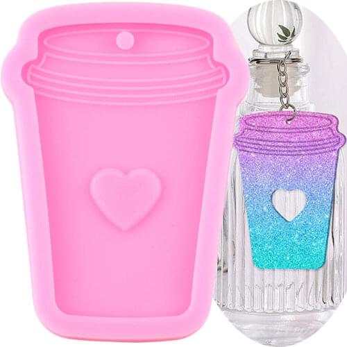 Shiny Glossy Coffee Cup Silicone Mold Keychain Molds Handmade Eardrop Epoxy Mould Polymer Clay Jewelry Making Necklace Moulds