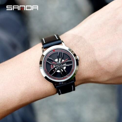 BASID Rotating Car Wheel Dial Sports Watches Men Watch Quartz Wristwatch Gentleman Male Top Brand Luxury For New Year Gift Clock