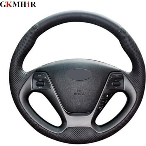 Black Artificial Leather Steering Wheel Cover for Kia K3 2013 K3S 2014 K2 Rio 2015 2016 Ceed 2012-2017 Cerato 2013-2017