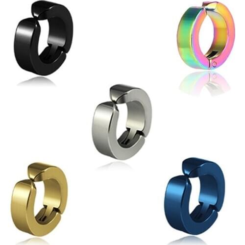 1Pc Punk Black Earring Male Non-allergic Earrings Ear Pin Titanium Ear Clip Earrings Without Piercing Fashion Men Women Jewelry