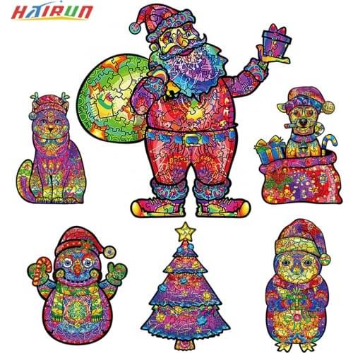 Montessori Wooden Jigsaw Puzzles Novelty Toys Gifts For Adults Mystery Box Christmas Animal Shaped Educational Games