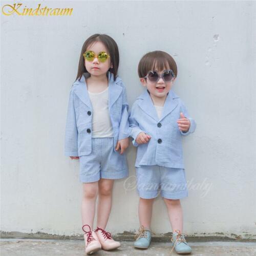 Kindstraum Kids Summer Fashion Suit For Boy Blazers stripe 2pcs Long Sleeve Blazer+Shorts Boys/Girls Wedding Suit Set DC066